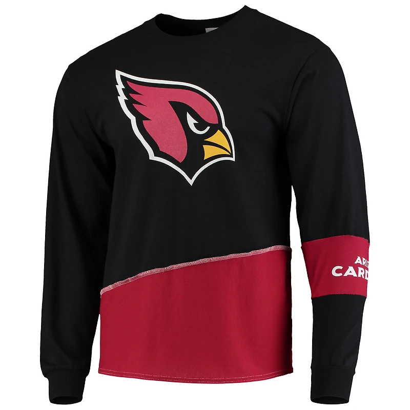 Refried Apparel Noir/Cardinal Arizona Cardinals T-shirt à manches longues angle recyclé durable pour homme