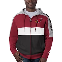 Chandail à capuchon avec fermeture éclair et blocs de couleur pour hommes Starter Cardinal/Black Arizona Cardinals Playoffs