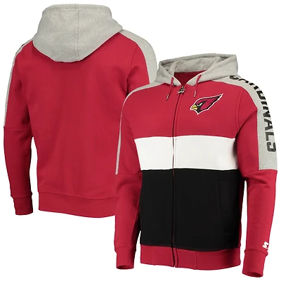 Chandail à capuchon avec fermeture éclair et blocs de couleur pour hommes Starter Cardinal/Black Arizona Cardinals Playoffs