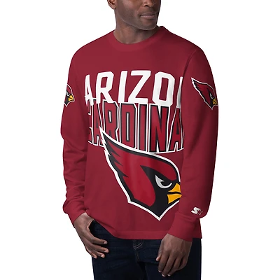 Men's Starter Cardinal Arizona Cardinals Clutch Hit Long Sleeve T-Shirt