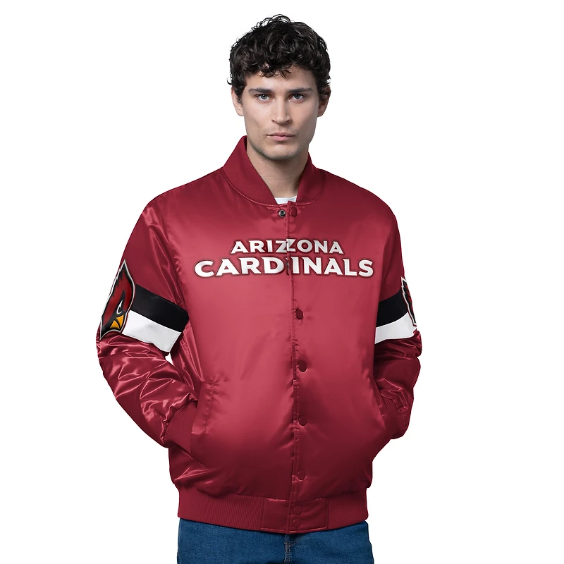 Veste universitaire en satin triple option pour homme, Cardinal Starter, Arizona Cardinals, à boutons-pression