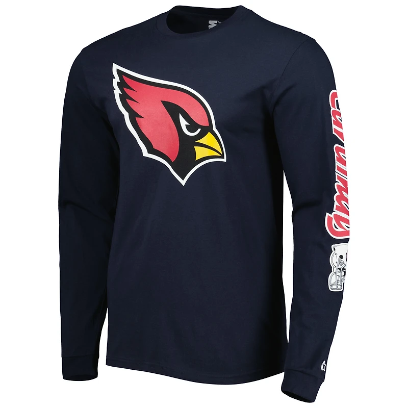 T-shirt à manches longues pour homme Starter Navy Cardinals de l'Arizona la mi-temps