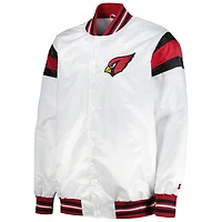Veste universitaire à bouton-pression en satin Starter White Arizona Cardinals pour hommes