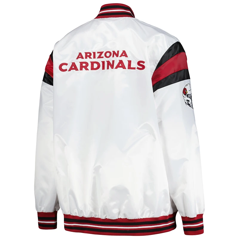 Veste universitaire à bouton-pression en satin Starter White Arizona Cardinals pour hommes