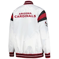 Veste universitaire à bouton-pression en satin Starter White Arizona Cardinals pour hommes