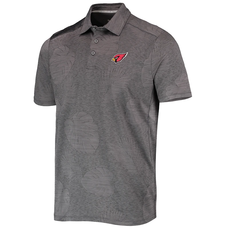 Polo Tommy Bahama Charcoal Arizona Cardinals Palm Coast Delray Frond Allover IslandZone pour homme