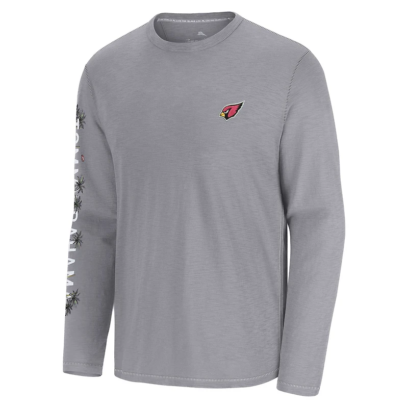 Men's Tommy Bahama  Gray Arizona Cardinals Oasis Endzone Lux Long Sleeve T-Shirt