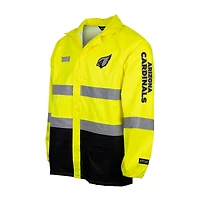 Veste de sécurité imperméable à capuche entièrement zippée jaune haute visibilité des Cardinals l'Arizona pour homme