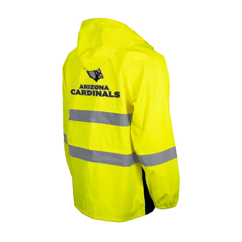 Veste de sécurité imperméable à capuche entièrement zippée jaune haute visibilité des Cardinals l'Arizona pour homme