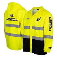 Veste de sécurité imperméable à capuche entièrement zippée jaune haute visibilité des Cardinals l'Arizona pour homme