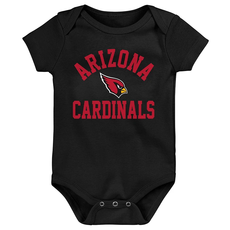 Newborn & Infant Black/Cardinal/Heather Gray Arizona Cardinals Three-Pack Eat, Sleep Drool Retro Bodysuit Set