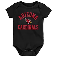 Newborn & Infant Black/Cardinal/Heather Gray Arizona Cardinals Three-Pack Eat, Sleep Drool Retro Bodysuit Set