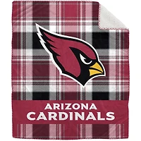 Couverture en peluche Sherpa en flanelle à carreaux Pegasus Arizona Cardinals 50" x 60"