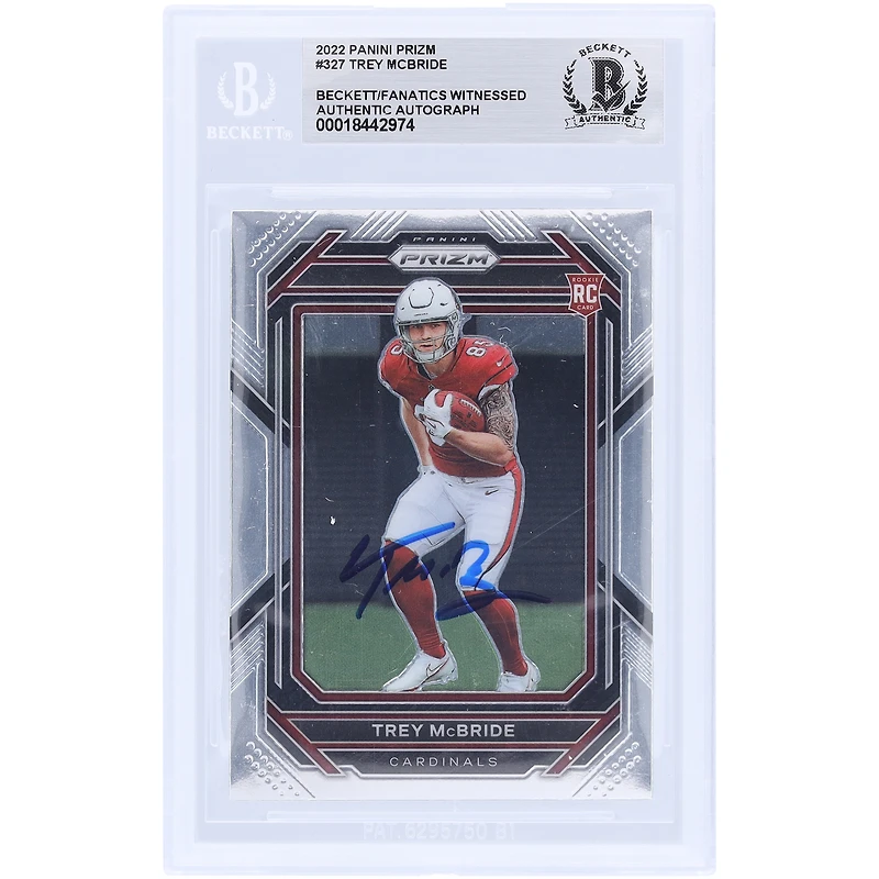 Trey McBride Arizona Cardinals Autographed 2022 Panini Prizm #327 Beckett Fanatics Witnessed Authenticated Rookie Card