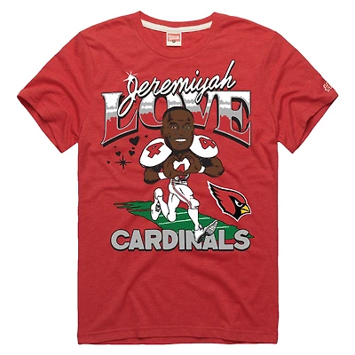 Unisex Homage Jeremiyah Love Cardinal Arizona Cardinals Caricature Player Graphic Tri-Blend T-Shirt
