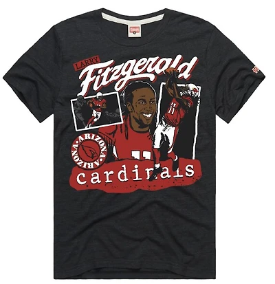 Unisex Homage Larry Fitzgerald Charcoal Arizona Cardinals Classic Illustration Tri-Blend T-Shirt