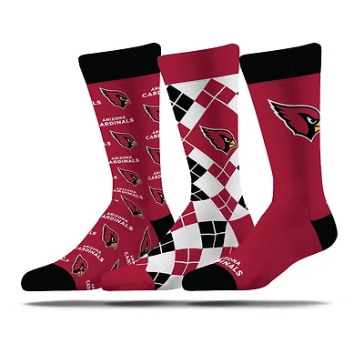 Lot de trois paires de chaussettes unisexes Strideline Arizona Cardinals Business Knit Crew