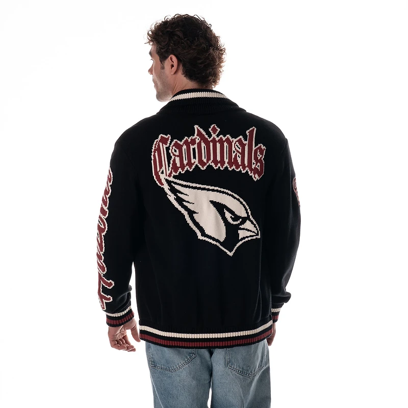 Pull unisexe noir zippé en jacquard des Cardinals de l'Arizona The Wild Collective