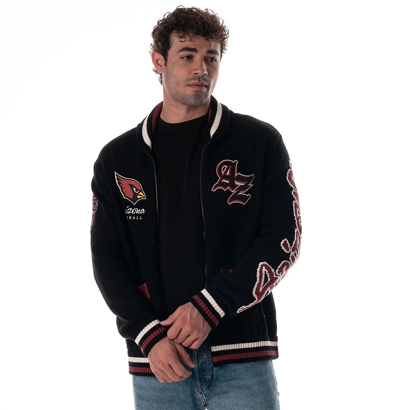 Pull unisexe noir zippé en jacquard des Cardinals de l'Arizona The Wild Collective