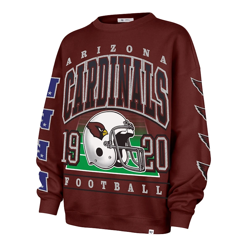 Women's '47  Cardinal Arizona Cardinals Go Big Oversized Pullover Sweatshirt