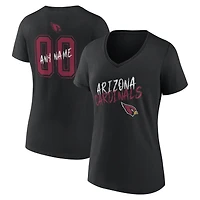 Women's Black Arizona Cardinals Hustle Personalized Name & Number V-Neck T-Shirt