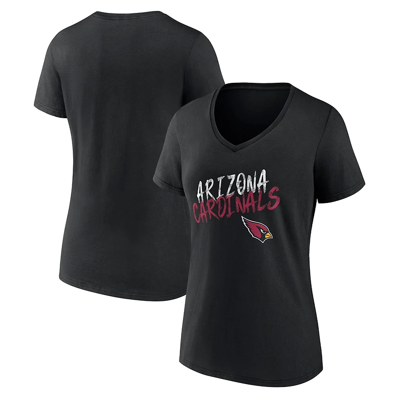 Women's Black Arizona Cardinals Hustle V-Neck T-Shirt