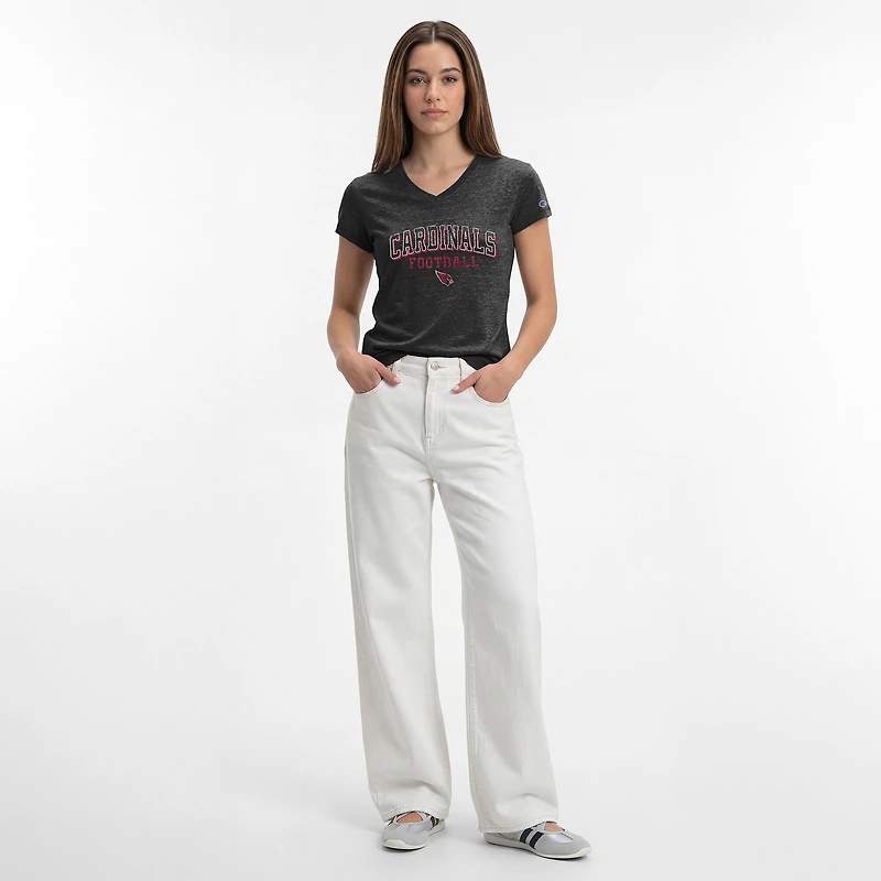 T-shirt à col en V Champion noir pour femmes, Arizona Cardinals Triumph Tri-Blend