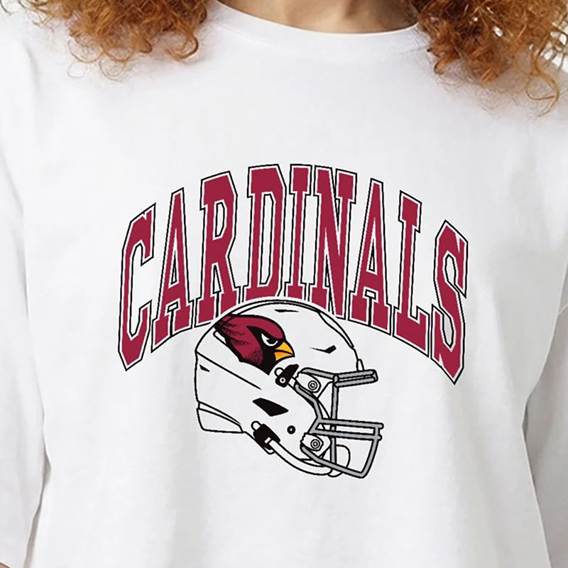 Women's Champion White Arizona Cardinals Boyfriend Cropped T-Shirt