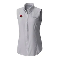 Chemise boutonnée sans manches Columbia grise Arizona Cardinals PFG Tamiami Omni-Shade pour femme