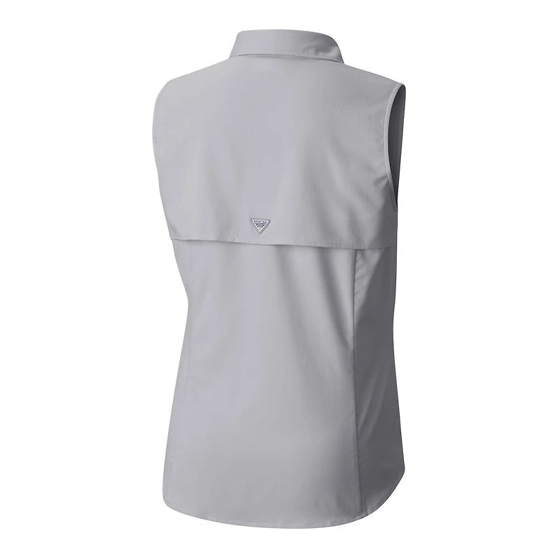 Chemise boutonnée sans manches Columbia grise Arizona Cardinals PFG Tamiami Omni-Shade pour femme