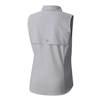 Chemise boutonnée sans manches Columbia grise Arizona Cardinals PFG Tamiami Omni-Shade pour femme
