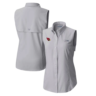 Chemise boutonnée sans manches Columbia grise Arizona Cardinals PFG Tamiami Omni-Shade pour femme