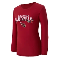 Ensemble de nuit pour femme Concepts Sport Cardinal Arizona Cardinals, t-shirt à manches longues et pantalon couleur châtaigne