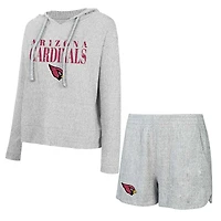 Ensemble sweat à capuche et short manches longues Juniper gris Arizona Cardinals pour femme Concepts Sport
