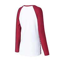 Ensemble de nuit Concepts Sport blanc/Cardinal Arizona Cardinals Tinsel raglan avec t-shirt et pantalon à manches longues pour femmes