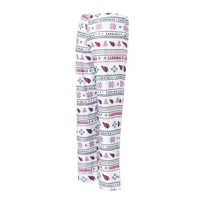 Ensemble de nuit Concepts Sport blanc/Cardinal Arizona Cardinals Tinsel raglan avec t-shirt et pantalon à manches longues pour femmes