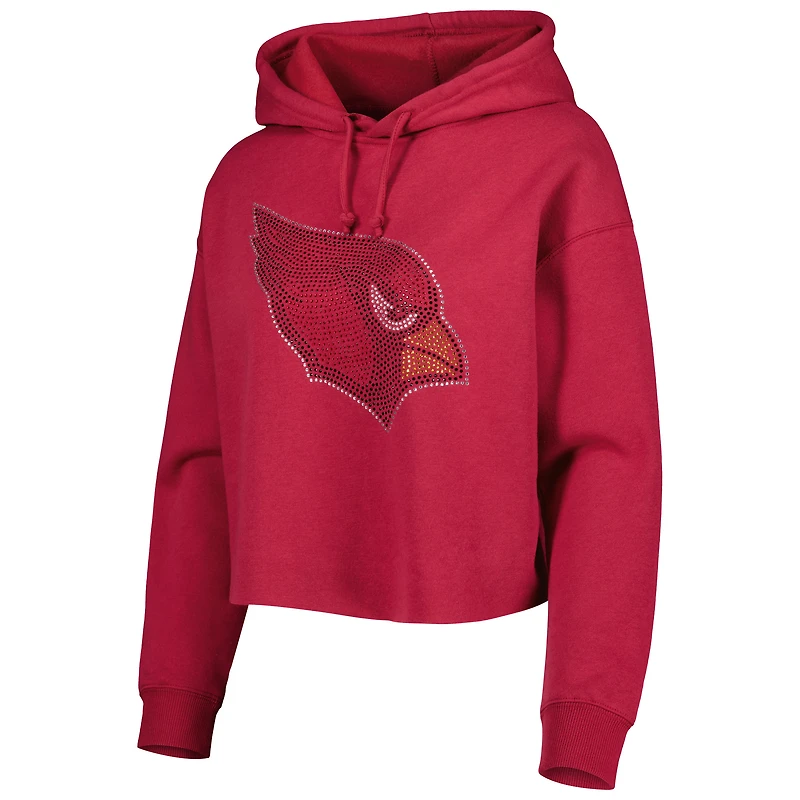 Cuce Cardinal Arizona Cardinals Crystal Logo Sweat à capuche court pour femme