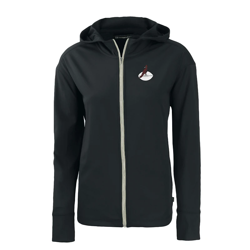 Women's Cutter & Buck  Black Arizona Cardinals Throwback Daybreak Eco Recycled Half-Zip Hoodie