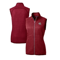 Women's Cutter & Buck  Cardinal Arizona Cardinals Helmet Logo Mainsail Sweater-Knit Full-Zip Vest