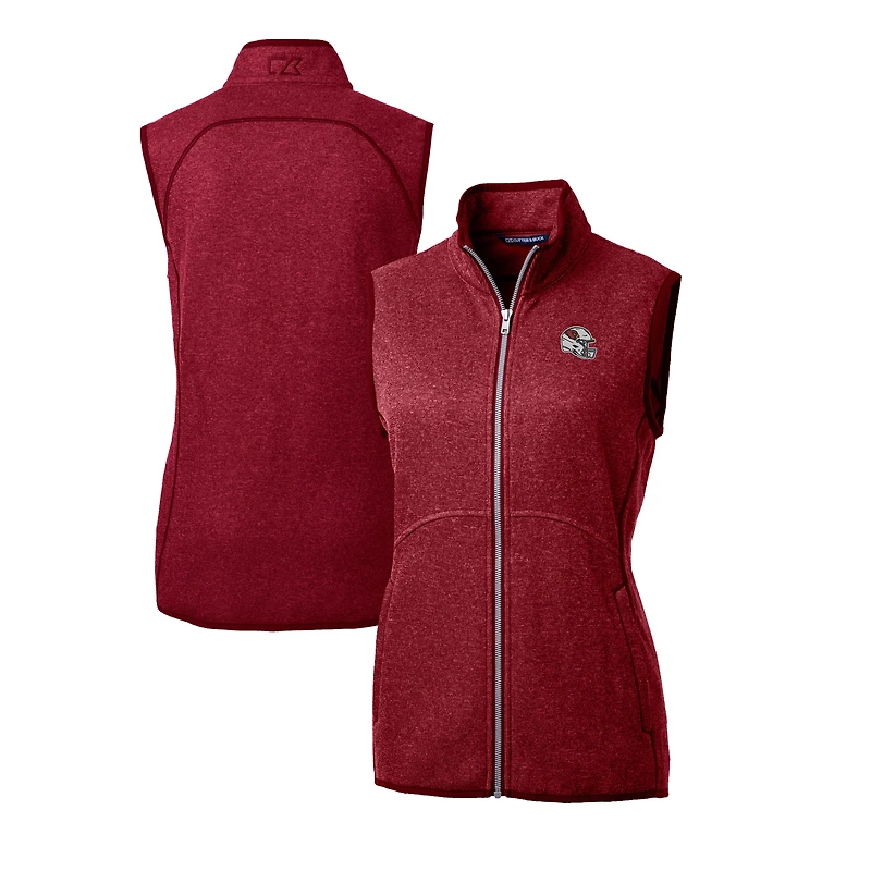 Women's Cutter & Buck Cardinal Arizona Cardinals Helmet Logo Mainsail Sweater-Knit Full-Zip Vest