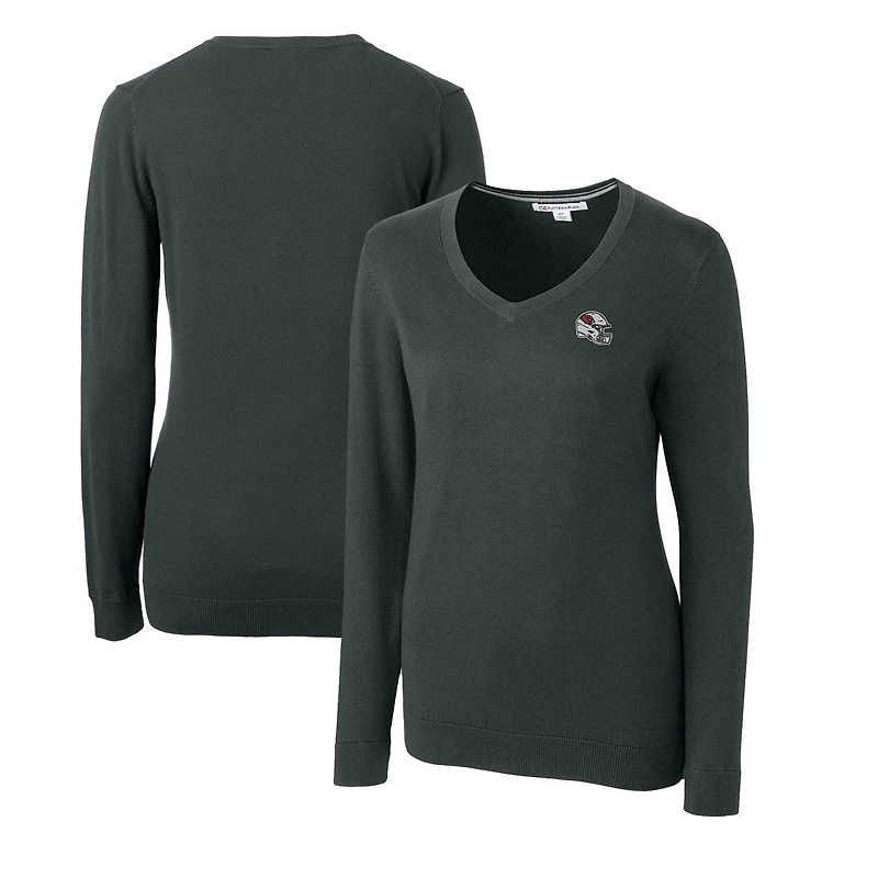 Women's Cutter & Buck Charcoal Arizona Cardinals Helmet Logo Lakemont Tri-Blend V-Neck Pullover Sweater