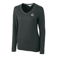 Women's Cutter & Buck  Charcoal Arizona Cardinals Helmet Logo Lakemont Tri-Blend V-Neck Pullover Sweater
