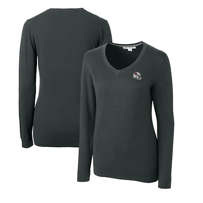 Women's Cutter & Buck  Charcoal Arizona Cardinals Helmet Logo Lakemont Tri-Blend V-Neck Pullover Sweater