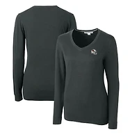 Women's Cutter & Buck  Charcoal Arizona Cardinals Helmet Logo Lakemont Tri-Blend V-Neck Pullover Sweater
