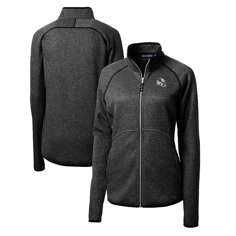 Women's Cutter & Buck  Charcoal Arizona Cardinals Helmet Logo Mainsail Sweater-Knit Full-Zip Jacket