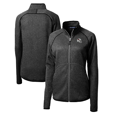 Women's Cutter & Buck  Charcoal Arizona Cardinals Helmet Logo Mainsail Sweater-Knit Full-Zip Jacket