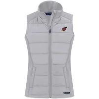 Women's Cutter & Buck Gray Arizona Cardinals Primary Mark Evoke PrimaLoft Hybrid Eco Softshell Recycled Full-Zip Vest