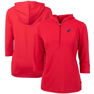 Sweat à capuche manches 3/4 et demi-zip pour femme, Cutter & Buck, rouge, Arizona Cardinals, Virtue Eco Pique