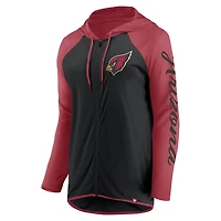 Sweat à capuche entièrement zippé avec inscription Arizona Cardinals Fanatics Black/Cardinal pour femme