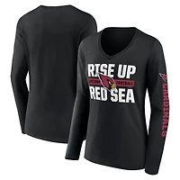 T-shirt à manches longues et col en V pour femme Fanatics Black Arizona Cardinals Hometown Sweep